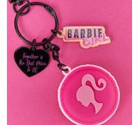 Shein Llavero de Barbie serie MINISO con macaron negro. Con un diseño estable con forma de macaron negro, combinado con un colgante de gafas con estilo. (1