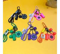 Shein Llavero de cuerda hecho a mano y colorido, nuevo pendiente de moda para bolso, llavero con forma de mancuerna, serie de fitness, llavero de mancuerna