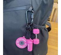 Shein Llavero de la serie de gimnasio, llavero de cuerda hecho a mano de color, nuevo colgante de moda para bolso, llavero de mancuerna, llavero de campana