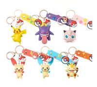 Shein Llavero de la serie Pokémon, muñecos oficialmente con licencia de Pokémon, Jigglypuff, Meowth, Plusle, Minun, figuras de anime en forma de colgante, p