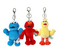 Shein Llavero de peluche auténtico de Barrio Sésamo, figura de Elmo rojo, adorno de mochila