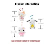 Shein Llavero de peluche con personaje de dibujos animados - Hello Kitty, Perro Canela, Kuromi y colgante con clip en forma de corazón - Regalo coleccionabl