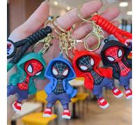 Shein Llavero de peluche de Spider-Man de Marvel, llavero de dibujos animados lindo, leyenda del superhéroe Spider-Man de Peter Parker y Miles Morales, colg