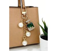Shein Llavero elegante con perla y colgante de botella de perfume - El regalo perfecto para ella - Llavero de coche, decoración creativa de Pascua, adecuado