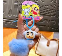 Shein Llavero oficial de Shiro de Crayon Shin-chan, serie flocada, diseño kawaii, adorable detalle de pompón y superficie flocada suave, exquisito detalle d