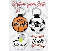 Shein Llavero personalizable, con tu nombre/diversos estilos de fuente, diseños únicos de fútbol/baloncesto/tenis/bádminton, gran regalo para miembros de eq