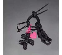 Shein Llaveros de perro de globo negro de estilo punk lindo de Y2K para niñas, llaveros de pareja de estilo dulce para coche, regalo de joyería, colgante, l