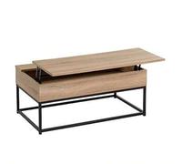 Shein LOLAhome Mesa de Centro Mesa Auxiliar para Salon or Comedor Sala de Estar Balcón Oficina Mesita Ba Sofa Madera y ero 100x36x50 CM Elevable Natural y N