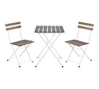 Shein LOLAhome Set Muebles de Balcón Completo | Mesa y 2 Sillas Plegables, de Madera y Acero Negro | Tratamiento Anticorrosión y Madera | para Jardín, Terr