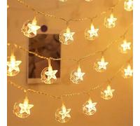 Shein Luces de cadena de LED con flores, lunas, estrellas de 1,5/3/6/10m con 10/20/40/80 LED, alimentadas por baterÃas secas, cálidas y radiantes para la