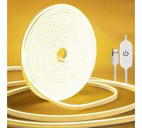 Shein Luces de cuerda de neón LED USB de 5V, tira de luz de neón blanca cálida regulable de 1m/2m/3m/5m, tira de LED flexible IP65 resistente al agua, luces