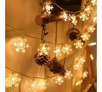 Shein Luces de Navidad Luces de Cadena de Copos de Nieve Enchufables, Luces de Hadas Impermeables Extensibles para Habitación, Dormitorio, Todas las Estacio