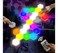 Shein Luces LED hexagonales con control remoto, luces hexagonales RGB con batería con 16 colores y 4 modos de cambio de color, paneles de luces LED para par