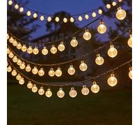 Shein Luces solares de cadena para exteriores, luces esféricas de estrella para decoración de ambiente de carpa de camping, luces de colores para jardín y p