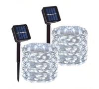 Shein Luces solares de cuerda para exteriores, luces de cuerda solares de alambre de cobre, luces solares navideñas, adecuadas para decoración de jardín/cam