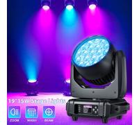 Shein Luz con cabezal móvil de enfoque, 19 Uds. * 15W RGBW 4 en 1 LED DMX512 para DJ, Karaoke, salón de baile, KTV, discoteca, Bar, aleación de aluminio