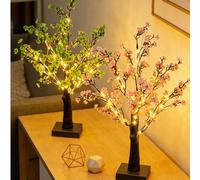 Shein Luz de árbol de cerezo LED, luz de bonsái floral artificial rosa/verde/azul/púrpura, luz de árbol de cerezo brillante estilo bohemio, luz de árbol de