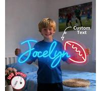 Shein Luz de neón personalizada con nombre, luz de neón con tema deportivo para decoración del hogar, decoración de la habitación de los niños, placa de nom