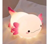 Shein Luz de noche de Axolotl Lindo, Luz Nocturna de Axolotl de Silicona Suave, Lámpara de Control Táctil LED, Lámpara de Mesa Recargable por USB para Dormi