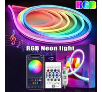 Shein Luz de tira de neón RGBIC de 5V, 10M/33FT, 1M, 2M, 3M, 5M, USB, impermeable, cinta flexible, luces de neón con control remoto Bluetooth para decoració