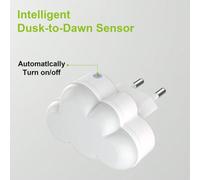 Shein Luz nocturna LED en forma de nube con sensor de fotocélula, de ABS con luz oscura y encendido automático, para dormitorio, pasillo, corredor, baño, il