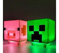 Shein Luz nocturna recargable del Creeper de Minecraft, luz táctil activada por voz con cable USB, lámpara con modelo temático de Minecraft, Cerdo rosa, Cre