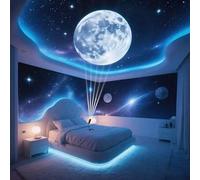 Shein Luz proyector LED de luna alimentada por USB, luz nocturna 3D del cielo estrellado - Lámpara decorativa de atmósfera romántica de alta luminosidad, ro