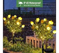 Shein Luz solar para exteriores - IP65 resistente al agua, lámpara solar para jardín del hogar, luz solar con flor de jazmín, decoración interior, decoració