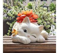 Shein Maceta con forma de gato, apta para plantas de interior y exterior - Maceta linda, puede cultivar suculentas, flores, cactus, formas de animales, con