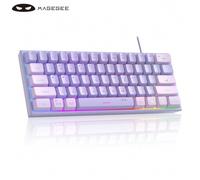 Shein Magegee Ts91 Teclado Usb Con Cable Compacto Con 60% Tamaño, 61 Teclas, Retroiluminación Rgb En Violeta, Teclado De Membrana Para Oficina, Computadora