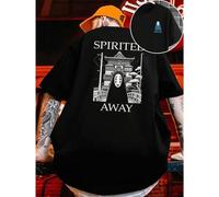 Shein Maglietta anime La città incantata , T-shirt da uomo con stampa fronte-retro, alla moda, casual, girocollo, in cotone 220 g/m2 (1 pezzo)