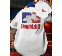 Shein Maglietta con grafica Limp Bizkit , T-shirt da uomo con stampa fronte-retro, alla moda, casual, girocollo, in cotone 220 g/m2 (1 pezzo)