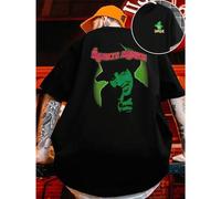 Shein Maglietta con ritratto di Marilyn Manson , T-shirt da uomo con stampa fronte-retro, alla moda, casual, girocollo, in cotone 220 g/m2 (1 pezzo)