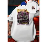 Shein Maglietta del tour dei Blink 182 , T-shirt da uomo con stampa fronte-retro, alla moda, casual, girocollo, in cotone 220 g/m2 (1 pezzo)