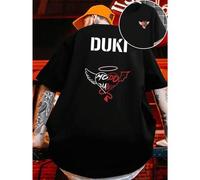 Shein Maglietta Grafica Duki , T-shirt da uomo con stampa fronte-retro, alla moda, casual, girocollo, in cotone 220 g/m2 (1 pezzo)