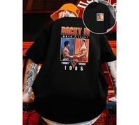 Shein Maglietta "Rocky IV Boxing Movie" , T-shirt da uomo con stampa fronte-retro, alla moda, casual, girocollo, in cotone 220 g/m2 (1 pezzo)