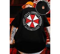 Shein Maglietta Umbrella Biohazard , T-shirt da uomo con stampa fronte-retro, alla moda, casual, girocollo, in cotone 220 g/m2 (1 pezzo)