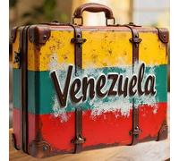 Shein Maleta Vintage Con Rayas Tricolor Y Imán De Recuerdo De Viajes Bajo El Sol Donde Los Trópicos Empacan Sus Sueños Para Todas Las Superficies Metálicas