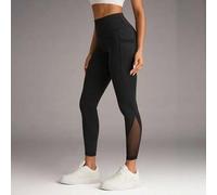 Shein Mallas de entrenamiento Medias de compresión con inserto de malla de control de barriga sin costuras con bolsillo lateral para teléfono