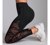 Shein Mallas de mujer de malla, Leggings de yoga que no se transparentan, cintura alta con control de abdomen, para correr, ciclismo, yoga, pickleball, ejer