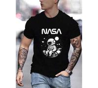 Shein Manfinity Homme Men Vacation Astronaut And Text Graphic Printed Short Sleeve T-Shirt, Boyfriend Gift