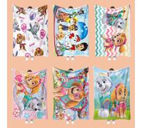 Shein Manta de franela con estampado de Paw Patrol, de alta calidad, suave estampado de dibujos animados, manta de cubierta exquisita y hermosa