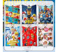 Shein Manta de franela con estampado de Paw Patrol para una sola persona, ideal para la oficina o el descanso del almuerzo
