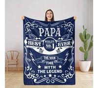 Shein Manta de franela con tema de padres - Manta suave y acogedora con diseños "Best World's No. 2,54 Cm" y "The Man The Myth", con patrones de estrellas e
