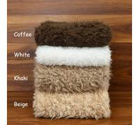 Shein Manta suave de peluche y piel sintética como accesorio de fotografía para recién nacidos. Manta blanca, beige y marrón adecuada para camas, cestas, si