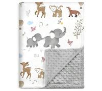 Shein Mantas para bebé unisex niños y niñas, mantas de Minky súper suaves para la guardería con diseño de animales del bosque y respaldo de felpa con puntos