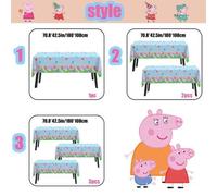 Shein Mantel de Peppa Pig para decoración de fiesta de cumpleaños, mantel con diseño de perro de dibujos animados para suministros de fiesta, perfecto para