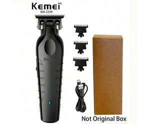 Shein Máquina de cortar el cabello profesional Kemei KM-2299 inalámbrica, cortadora de cabello eléctrica con carga USB, recortadora de barba de cuchilla T p