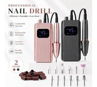 Shein Máquina de taladro de uñas profesional de 45000RPM, lima de uñas eléctrica portátil recargable por USB, kit de taladro de uñas con velocidad ajustable