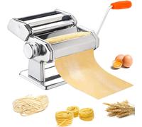 Shein Máquina para pasta, máquina de pasta de acero inoxidable, máquina manual con rodillos y 9 ajustes de grosor para espaguetis, linguini, fettuccini y la